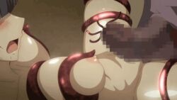 black_hair breasts gif makoto_kitamichi nipples rakuen_shinshoku_island_of_the_dead tentacle