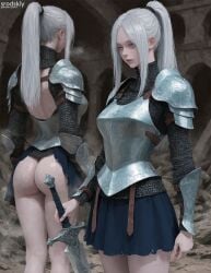 1girls ai_generated armor armored_female ass blue_eyes collage fantasy female hentai hi_res high_quality high_resolution highres knight knight_armor mature_female medieval medieval_armour multiple_views original original_character silver_hair skirt srodskiy sword tagme vulgar