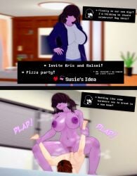 1boy 2koma 3d amazon_position anthro breasts brown_hair comic cowgirl_position deltarune english_text female female femdom furry green_eyes huge_ass huge_breasts instant_win instant_win_2koma koikatsu male muscular muscular_female nude nude_female oc original_character pink_skin pubic_hair scalie selfinsertedbro sharp_teeth size_difference smile susie_(deltarune) talking_to_viewer text text_box thick_thighs thighs vaginal_penetration yellow_teeth