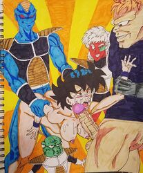 1girls alien anal ass black_hair breasts burter cum defeated defeated_heroine dragon_ball dragon_ball_z facial female female_goku gangbang guldo interspecies jeice male nipples orange_hair penis princeadam rape recoome rule_63 saiyan sex son_goku teamwork traditional_media_(artwork) white_hair