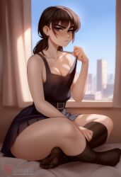 1girls 2d ai_generated ass barefeet big_ass big_breasts breasts chainsaw_man erophoenix feet female female_focus full_body looking_at_viewer looking_back mitaka_asa nude pale_skinned_female patreon_username school_uniform skirt smile soles solo solo_female sweat thick thick_thighs toes uncensored