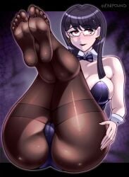 1girls ass breasts bunnysuit feet female female_only hiruko_shizuhara karfound large_ass large_breasts light_skin looking_away pale_skin pussy the_hundred_line_-last_defense_academy- thick_thighs tights