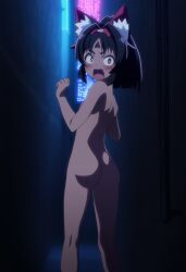 ai_generated alley ass caught nekomata nekomiya_mana night nude shocked zenless_zone_zero zzz