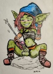 bodily_fluids cum cumshot ejaculation erection genital_fluids genitals goblin gynomorph humanoid humanoid_genitalia humanoid_penis intersex masturbation penis sitting solo zfka