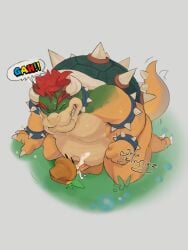 1boy anthro balls bodily_fluids bowser bulge claws closed_eyes cum cum_in_mouth cum_inside cumming cumming_in_mouth cumming_inside cumshot duo ejaculation elemental_creature fellatio fists_clenched flora_fauna flower flower_creature furry furry_male furry_only gay genital_fluids genitals grass green_skin humanoid kneeling koopa male male/male mario_(series) nintendo oral oral_penetration oral_sex penetration penile penis plant red_hair reptile scalie sex size_difference skinnyjimbles speech_bubble spiked_bracelet spiked_collar spiked_shell spiked_tail spikes spikes_(anatomy) super_mario_bros._wonder sweat sweatdrop sweating sweaty sweaty_body tail talking_flower_(super_mario_bros._wonder) testicles text text_bubble yellow_body yellow_skin yellow_tail