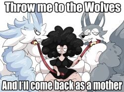 2boys afro anthro black_hair female furry human_on_anthro meme rogywantscoffee small_breasts smaller_female tan tan_skin