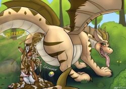 2023 animal_genitalia anthro anus ass blue_eyes blush bodily_fluids breasts brown_body brown_fur brown_scales claws cloaca dated day deer dipstick_ears dragon drooling duo ear_markings eating_feces enjoying_feces enjoying_the_go fart fart_cloud feces feces_covered feces_in_mouth feces_on_body feces_on_face feces_on_ground feces_on_hand feces_on_head feces_pile female female_pooping female_pooping_on_female feral forest fur genitals grass green_eyes hi_res holding_feces hooves horn inner_ear_fluff kneeling larger_feral long_tongue looking_at_another looking_back looking_back_at_another mammal meter mirah multicolored_ears mythological_creature mythological_scalie mythology nude nude_anthro nude_female open_mouth outside pink_body pink_fur pink_hooves plant pooping_on_another raised_tail rumbling_stomach saliva scales scalie scat scatplay sharp_teeth shrub signature size_difference sky smaller_anthro sound_effects spread_wings striped_body striped_scales stripes tail tan_body tan_scales teeth text toe_claws tongue tongue_out tree tuft urate white_body white_fur white_inner_ear_fluff white_scales wings xyi