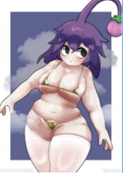 1girls adamadamode bikini female golden_bikini pikmin purple_hair purple_pikmin