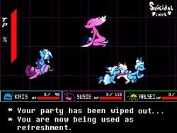 cowgirl_position deltarune deltarune_chapter_4 group group_sex kissing kissing_while_penetrated kris_(deltarune) lesbian_sex miss_mizzle_(deltarune) mizzle_(deltarune) orgy orgy_sex ralsei scissoring suicidalpixel susie_(deltarune) tagme