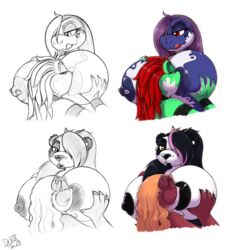 2018 absurd_res ailurid anthro bahm-bu beejay_bearkowitz big_breasts breast_sucking breasts digital_media_(artwork) drxii duo female female/female fingers fur giant_panda hair hi_res huge_breasts mammal mario_(series) nintendo nipple_suck nipples nushi sif_(drxii) simple_background sketch sucking ursid video_games white_background yoshiyuke yuri