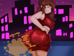 alternate_version_available big_ass big_breasts bubble_butt fart fart_cloud fart_everywhere fart_fetish farting friday_night_funkin girlfriend_(friday_night_funkin) modestpal tight_clothing trembling