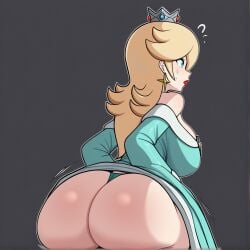 1girls accidental_exposure accidental_upskirt ai_generated ass ass_focus blonde_hair breasts crown cyan_dress cyan_eyes exposed_ass hamburgerjoy l large_breasts lifting_dress lifting_skirt lipstick long_hair mario_(series) motion_lines panties princess_rosalina question_mark red_lipstick shh shiny_skin solo solo_female solo_focus star_earrings super_mario_bros. super_mario_galaxy teal_dress teal_eyes thong unaware upskirt upskirt_view visible_ass visible_underwear