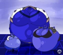 big_ass big_breasts blueberry_inflation breasts bubble_butt cinderace cleavage female furry huge_ass huge_breasts inflation mad_n_evil pokemon pokemon_(species) tagme thick_thighs wide_hips