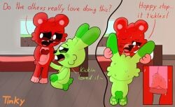 absurd_res anthro ass bear bed bedroom bedroom_eyes blush blush_lines bobby_bearhug bodily_fluids closed_eyes comic critters_(poppy_playtime) cunnilingus deep_cunnilingus defloration duo ears_up female female/female fence fur furniture genital_fluids genitals green_body green_fur half-closed_eyes heart_symbol hi_res holding_both_ears holding_each_other hoppy_hopscotch inside internal internal_vaginal jewelry kneeling lagomorph leporid mammal mob_entertainment narrowed_eyes necklace no_humans open_mouth oral pawpads paws penetration poppy_playtime pussy rabbit red_body red_fur saliva seductive sex smiling_critters sweat sweatdrop tail tears tears_of_pleasure text tinky tongue tongue_out tongue_penetration vaginal_fluids vaginal_penetration vulva window