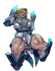 blonde_hair blue_eyeshadow blue_lips cropped_legs diamond diamond_(gem) drakk_art emma_frost emma_frost_(marvel_rivals) huge_breasts marvel marvel_rivals muscular_female muscular_thighs smile thick_thighs