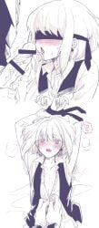 2boys androgynous blindfolded clothing femboy galo_thymos gay gay_sex heart-shaped_pupils lio_fotia monochrome promare twink yaoi