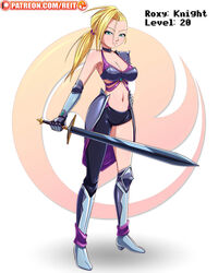 armor big_breasts blonde_hair female green_eyes looking_at_viewer original original_character reit roxy_(reit) sword