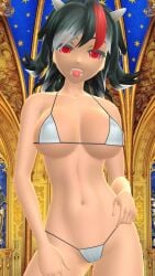 1girls 2025 3d amanojaku_(species) bikini breasts clavicle cleavage female female_only hand_on_waist hati_yukkuri_mmd hips horns interior_background jpeg light-skinned_female looking_at_viewer midriff mmd multicolored_hair navel open_mouth red_eyes_female seija_kijin short_hair_female skimpy_bikini solo_female swimsuit tongue_out touhou waist white_bikini youkai