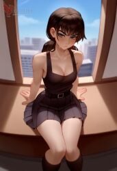 1girls 2d ai_generated ass barefeet big_ass big_breasts breasts chainsaw_man erophoenix feet female female_focus full_body looking_at_viewer looking_back mitaka_asa nude pale_skinned_female patreon_username school_uniform skirt smile soles solo solo_female sweat thick thick_thighs toes uncensored