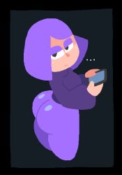 1girls ass ass_focus big_ass duolingo female goth goth_girl jjoyplus lily_(duolingo) looking_at_viewer purple_hair