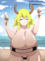 2d 2d_animation animated big_breasts bikini bouncing_breasts breasts dragon_girl female huge_breasts ice_cream long_hair miss_kobayashi's_dragon_maid monster_girl quetzalcoatl_(dragon_maid) tagme video whitegoldnot