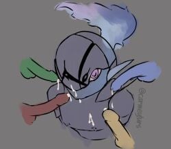 anthro bodily_fluids carmeyfurs ceruledge cum cum_on_face disembodied_penis generation_9_pokemon genital_fluids genitals group hi_res leaking_cum male male/male nintendo penis pokemon pokemon_(species)