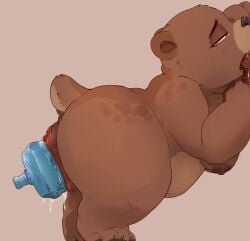 2022 anal anal_juice_drip anal_masturbation anal_prolapse anthro anus bear belly bent_over bodily_fluids breasts brown_claws brown_nose claws drooling extreme_penetration female female_anthro hanging_breasts hi_res improvised_sex_toy mammal masturbation narrowed_eyes neemyart overweight penetration portrait prolapse saliva sex_toy side_view solo squint straining thick_thighs tongue tongue_out toying_self water_jug