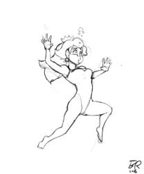 1girls animated animation barefoot breathplay bubbles byondrage drowning female mario_(series) nintendo princess_peach r34 solo super_mario_bros. swimsuit trapped underwater