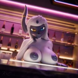 1:1 2025 3d absol absol_bartenders alcohol amber_eyes anthro areola bartender bedroom_eyes beverage big_areola big_breasts big_nipples blender_(artwork) blue_eyes breast_rest breasts curvy_figure digital_media_(artwork) eyelashes female fur furgonomics generation_3_pokemon glowing glowing_eyes heterochromia hi_res horn horn_jewelry huge_areola huge_breasts huge_nipples jewelry katherine_(r-mk) kit3d looking_at_viewer mammal multicolored_body multicolored_fur narrowed_eyes nintendo nipples pokemon pokemon_(species) seductive signature smile smirk solo thick_eyelashes voluptuous white_hair