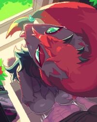 anal anal_sex anthro areola biped black_body black_fur breasts digital_media_(artwork) duo erection female female_penetrated fur generation_5_pokemon genitals green_eyes grey_body grey_fur hi_res male male/female male_penetrating male_penetrating_female nintendo nipples penetration penile penile_penetration penis pixel_(artwork) pokemon pokemon_(species) pupils red_body red_fur sex tongue tongue_out unkokat zoroark
