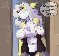 american_opossum annie_(pitta_the_italian) anthro big_breasts breast_grab breasts cleavage clothed clothing dipper_(pitta_the_italian) duo ear_piercing ear_ring english_text female first_person_view fish flirting hair hand_on_breast hi_res lemon_shark long_hair looking_at_viewer male male/female mammal marine marsupial nipple_outline nipple_piercing_outline piercing pitta_the_italian requiem_shark ring_piercing seductive shark sharp_teeth smile smiling_at_viewer speech_bubble teeth text topwear underwear
