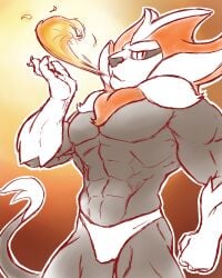 abs anthro anthro_male anthro_only bara biceps feline furry furry_male furry_only lion male male_focus male_only muscles muscular muscular_arms muscular_male nintendo pecs pokemon pyroar snout solo solo_male