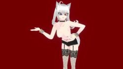 ashley_roquefort ashleyvt92 cat_ears cat_tail dancing glasses mmd tagme topless video white_hair