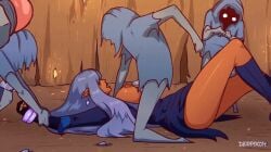 2d 2d_animation 4boys animated breasts clothing cum cum_in_mouth cum_on_ass cum_on_breasts cum_on_hair dark-skinned_female dark_skin derpixon dungeons_and_dragons fandeltales female from_behind gangbang green_eyes group group_rape huge_ass large_breasts male monster outercourse paizuri paizuri1girls partially_clothed purple_hair rape rizella_(derpixon) robe