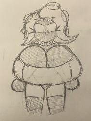 agent_8_(octo_expansion) agent_8_(splatoon) big_breasts breast_focus breasts breasts_bigger_than_head cleavage cleavage_overflow eight_(jaktroose) huge_breasts hyper_breasts jaktroose octoling octoling_girl splatoon splatoon_2 splatoon_2:_octo_expansion surprised