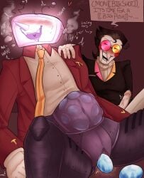 2boys birth chubby cuntboy deltarune drooling egg egg_laying intersex male male_only oviposition pipis pregnant pregnant_cuntboy pussy robot spamton_g_spamton tenna_(deltarune)