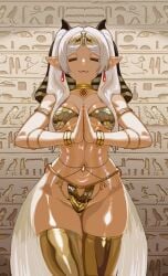 1girls :3 ancient_egyptian_clothes animated animated bikini breasts closed_eyes closed_mouth earrings egyptian_trend_(meme) elf elf_ears elf_female female frieren frieren_beyond_journey's_end gold_bikini hieroglyphics highres jewelry kinohara_kossuta light-skinned_female long_hair medium_breasts meme own_hands_together pointy_ears skirt slim_waist small_breasts solo sousou_no_frieren stomach swaying_hip swimsuit tagme thick_thighs twintails ugoira white_hair white_skirt wide_hips