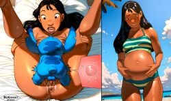 ai_generated alien alien/human animal_penis anus ass before_and_after bestiality bikini blk9201 blush breasts cum cum_in_pussy cum_inside dark-skinned_female fertilization human_on_feral impregnation interspecies interspecies_impregnation interspecies_pregnancy interspecies_sex legs_up lilo_and_stitch nani_pelekai nude on_back on_bed open_mouth ovum penis penis_in_pussy pregnant size_difference sperm_cell sperm_meets_ovum stitch stitch_(lilo_and_stitch) testicles vaginal vaginal_penetration vaginal_sex zoophilia