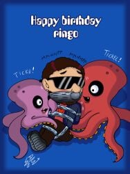 birthday bondage creepy gagged gagged_male male no_visible_genitalia non-human octopus old_male old_man peace_and_love real_person ringo_starr rope_bondage submissive_male sunglasses tape tape_gag taped_mouth tentacle the_beatles tickle_torture tickling toony zoophillia