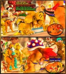2025 3d_(artwork) absurd_res alien anthro anthrofied anus armor ass balls big_balls big_penis blue_body bodily_fluids boo_(mario) bowser cake cake_slice canid canine canis clothing comic cuffs_(clothing) cum dessert dialogue digital_media_(artwork) feet fire food from_front_position fur genital_fluids genitals group hammer_bro headgear headgear_only helmet helmet_only hi_res hybrid kobold koopa koopa_paratroopa koopa_troopa male male/male mammal mario_bros masturbation mating_press moan monty_mole moonwulf moonwulf_(character) multicolored_body multicolored_fur musclegut muscular nintendo nipples onomatopoeia orange_body orgasm paws pecs penetration penis plate presenting presenting_anus presenting_hindquarters scalie sex shell soles sound_effects source_filmmaker_(artwork) speech_bubble spikes spikes_(anatomy) text thick_arms thick_thighs thong two_tone_body underwear white_body wolf yellow_body