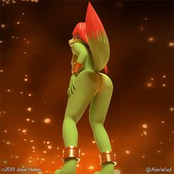 2019 3d 3d_(artwork) alonwoof animated anthro armor ass bangs bare_sands barefoot black_background black_nose bracers breasts canid canine casual_nudity cheek_tuft digital_media_(artwork) female fire fluffy fluffy_tail fox fur furry furry_only glistening glistening_eyes glistening_hair gradient_background green_fur green_nipples green_tail hair hi_res humanoid_pussy jewelry light long_hair looking_at_viewer looking_back mammal multicolored_fur multicolored_tail namarenian nipples nude orange_background plump_labia presenting presenting_hindquarters presenting_pussy pussy rear_view red_eyes red_fur red_hair red_tail shadow short_playtime simple_background small_breasts smile snout solo standing suika_verde tail teasing tuft video_games white_belly white_fur wide_hips