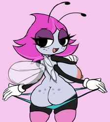 1girls 4_arms antennae_(anatomy) anthro big_ass big_breasts black_eyes crossed_arms disney disney_channel female female_only freckles freckles_on_ass insect_girl insect_wings legwear looking_at_viewer maggie_pesky metachoke nude nude_female panties_down panties_only presenting_hindquarters pulling_panties seductive_look side_view sideboob solo solo_female solo_focus the_buzz_on_maggie voluptuous voluptuous_female