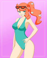 female human human_only pervyangel pokemon pokemon_ss solo sonia_(pokemon) sunglasses sunglasses_on_head swimsuit