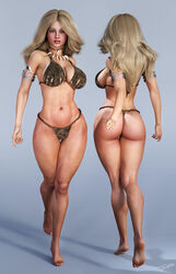 1girls 3d ass back_view barefoot belly_button big_ass big_breasts blonde_hair blue_eyes bone_necklace bra bracelet bracelets breasts brown_bra brown_panties busty cleavage curvaceous curvy eyeshadow feet female female_only from_behind front_view human jewelry ka-zar_(series) large_breasts lipstick long_hair makeup marvel marvel_comics mascara midriff navel necklace panties pinup shanna_plunder shanna_the_she-devil signature soles solo stomach thick_ass thick_thighs thighs tiangtam toes torn_bra voluptuous