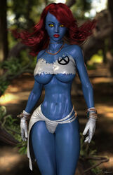 1girls 3d abs alternate_costume belly_button big_breasts blue_nipples blue_skin bra bracelet bracelets breasts busty curvaceous curvy eyeshadow female female_only front_view gloves homo_superior large_breasts lipstick long_hair makeup marvel marvel_comics mascara midriff mutant mystique navel nipples panties partially_visible_nipples pinup raven_darkholme red_hair red_lips red_lipstick ripped_clothing sash savage_land signature solo stomach supervillain thighs thong tiangtam topwear torn_clothes torn_clothing voluptuous walking white_bra white_gloves white_panties white_sash white_thong white_topwear x-men yellow_eyes yellow_sclera