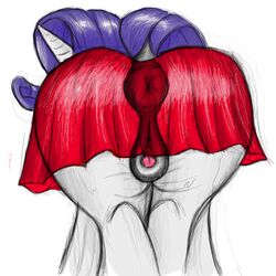 anus ass big_butt clitoris equid female feral fetishsketches friendship_is_magic horn mammal my_little_pony pussy rarity_(mlp) translucent unicorn