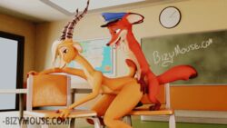 3d animated antelope anthro balls bent_over bizymouse blonde_hair bovid brown_eyes canid canine chair claws clock clothing disney duo erection female fingers fox fur gazelle gazelle_(zootopia) green_eyes hair half-closed_eyes hat headgear headwear hooved_fingers horn male mammal map nick_wilde nude open_mouth penetration penis police sex size_difference standing straight tongue tongue_out vaginal_penetration zootopia