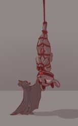 2019 anthro arms_tied ball_gag balls bat_wings blush bondage bondage bound chiropteran deke_(ittybittykittytittys) duo erection flaccid fully_bound gag gagged grey_background hand_on_cheek horn ittybittykittytittys legs_tied male male/male mammal membrane_(anatomy) membranous_wings nude penis pteropodid rope rope_bondage rope_harness scanless_(character) simple_background size_difference smile standing suspension upside-down wings