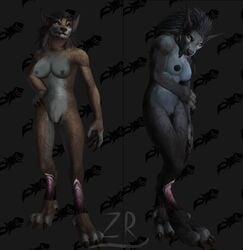 anthro anthro_only ass blizzard_entertainment breasts canid canine duo female furryrex_(artist) hair mammal mane nipples nude pussy roxley vanessa video_games warcraft were werecanid werecanine werewolf world_of_warcraft