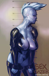 big_breasts bottomless breasts cleavage dc dc_comics female handcuffs livewire mohawk mugshot navel pale_skin pussy sexgazer superman_(series) tagme thighhighs vagina white_hair white_skin